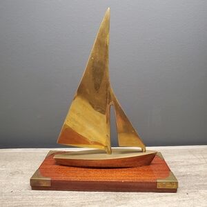 Vintage brass sailboat sculpture